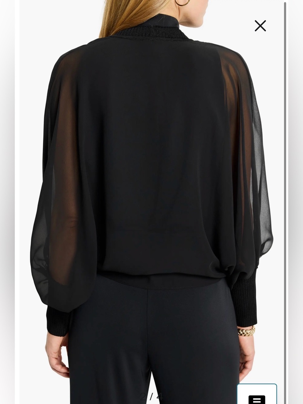NWOT- NIC+ZOE Chiffon Crush Mixed Media Cardigan, Black, size M/L - Picture 2 of 12
